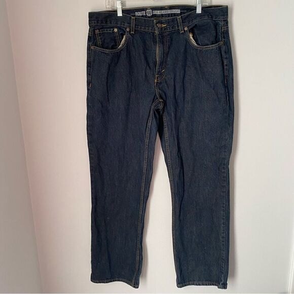 Route 66 RT66 Relaxed Straight Dark Wash Jeans - Picture 1 of 3